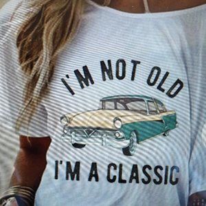 Casual graphic print tee shirt, Size Small, White